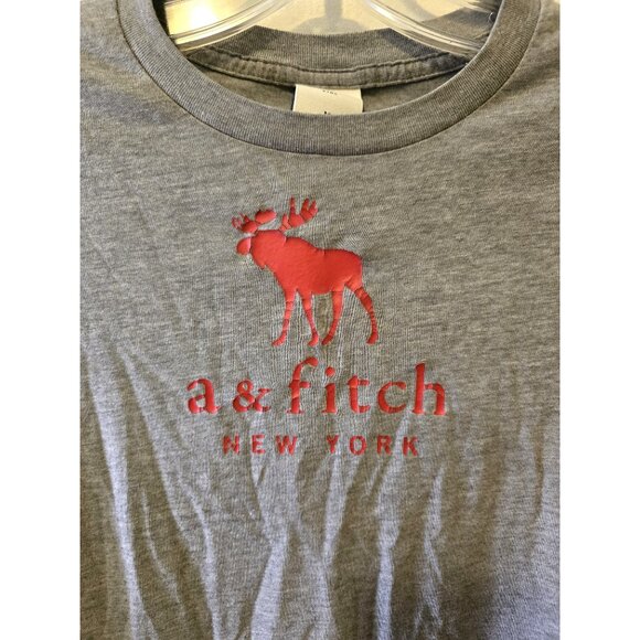 Vintage Y2K Abercrombie & Fitch T Shirt Grey Red Logo Baby Tee Casual Kids Women - Picture 2 of 5